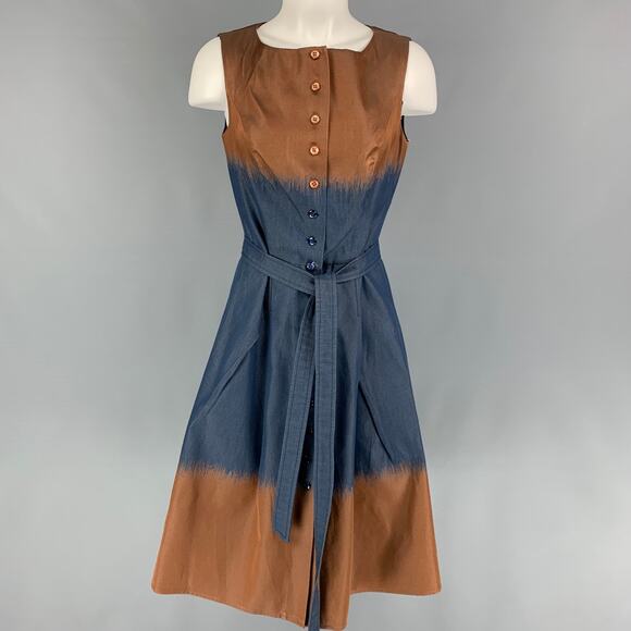 Carolina Herrera Dresses & Skirts - CAROLINA HERRERA Size 8 Navy Brown Cotton Blend Ombre Sleeveless Dress